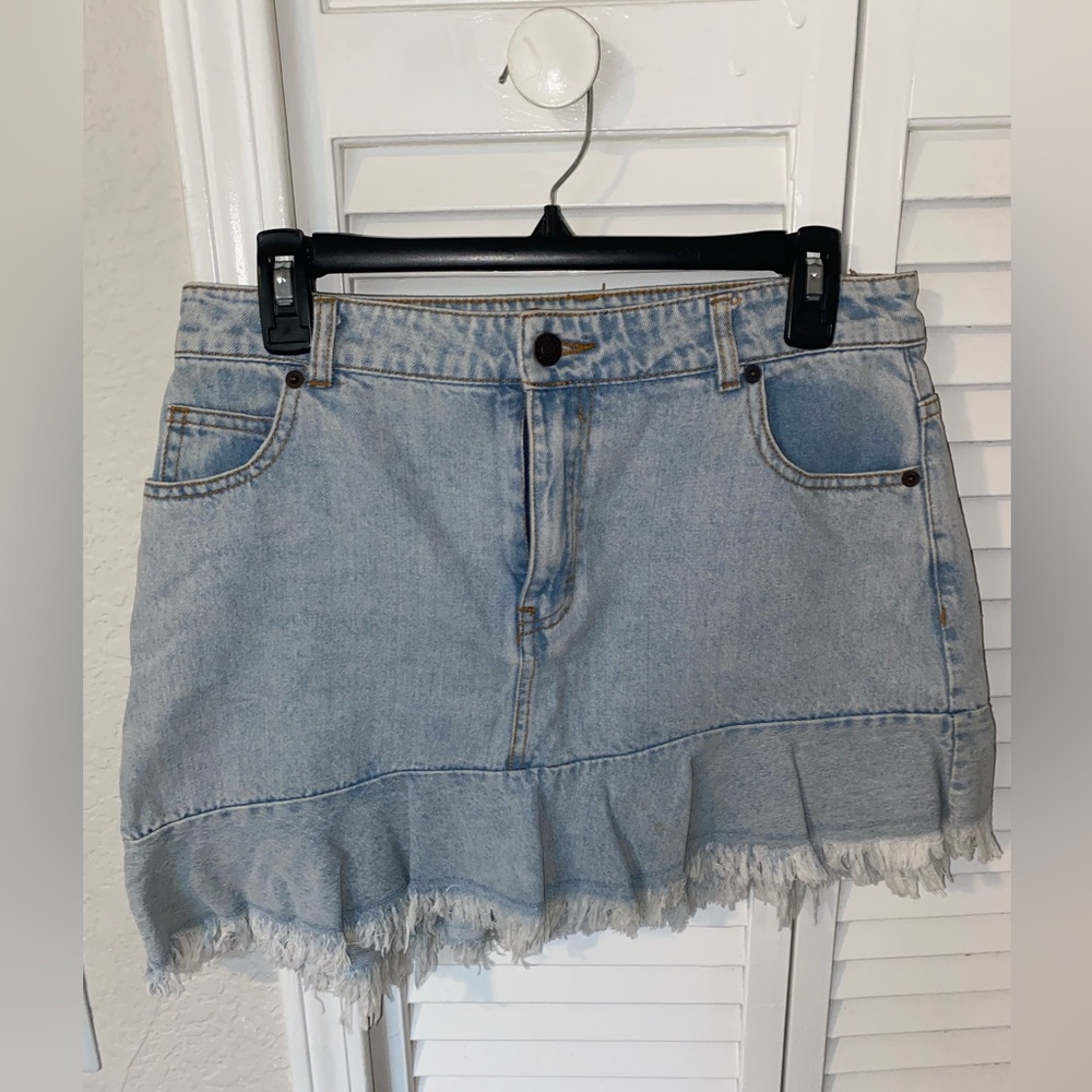 Denim asymmetrical skirt
